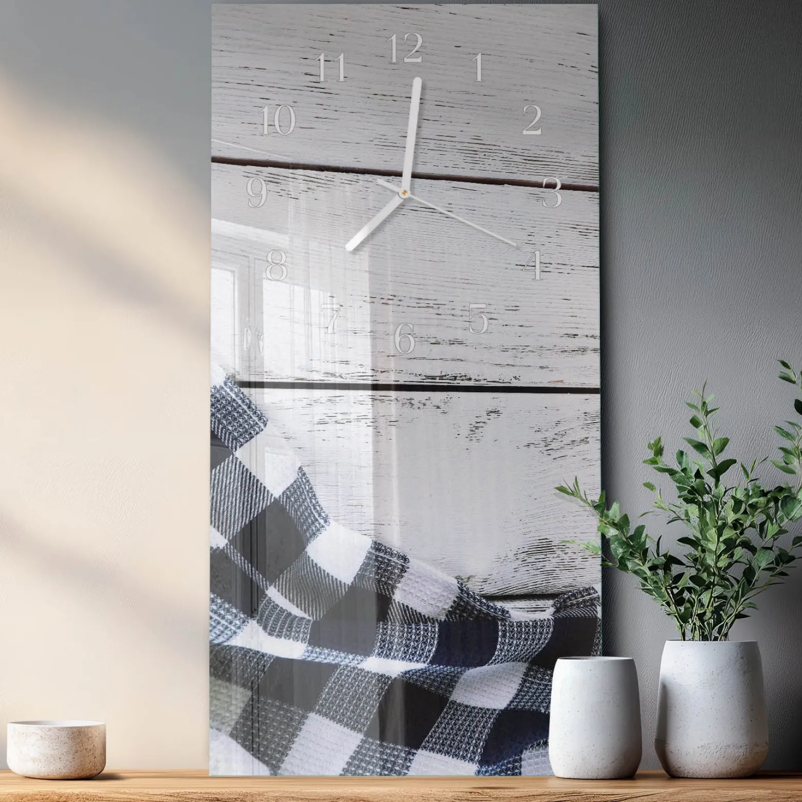 Zegar natura 30x60 Stół z Tkaniny nowoczesny do salonu