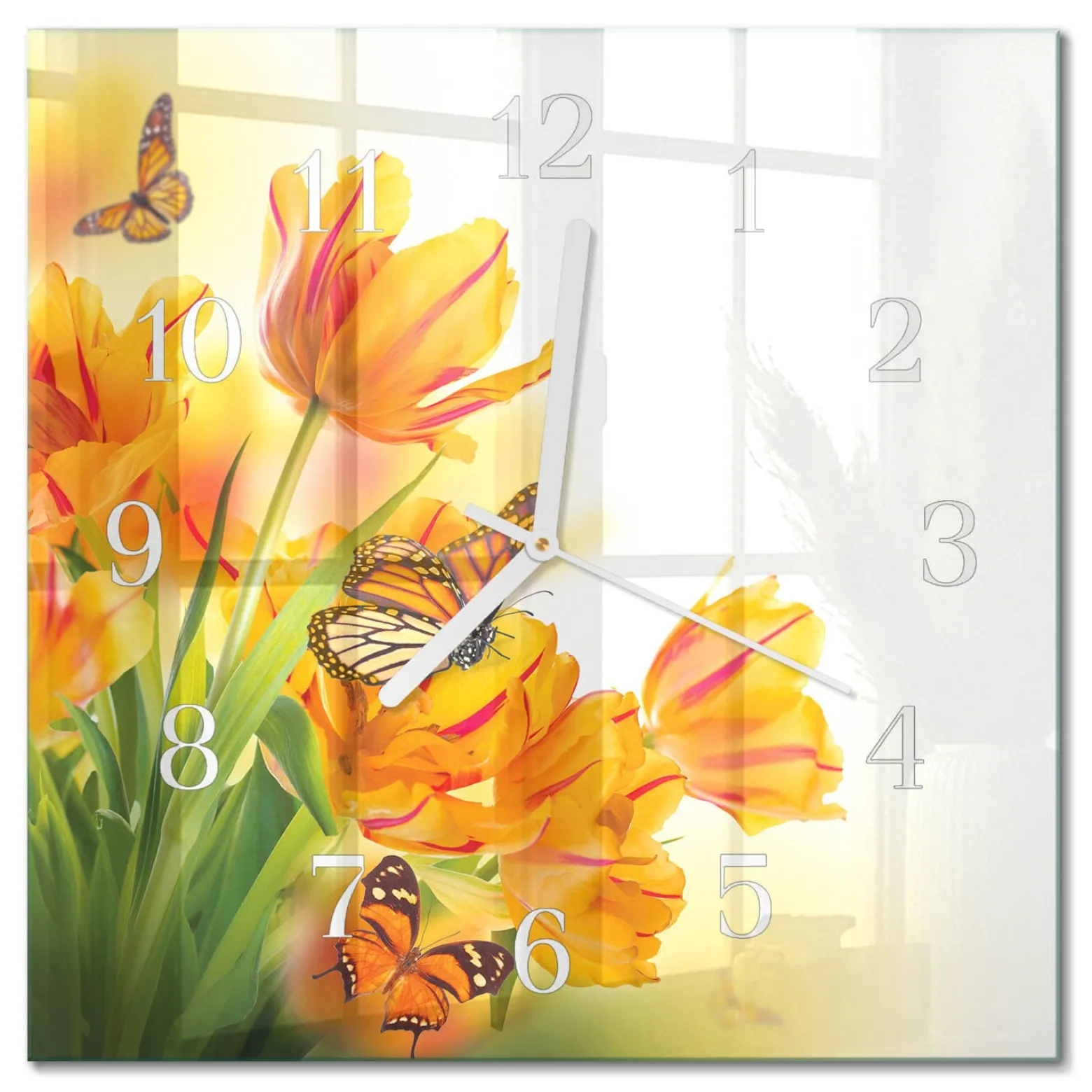 Zegar natura 30x30 Tulipany dekoracyjny do salonu