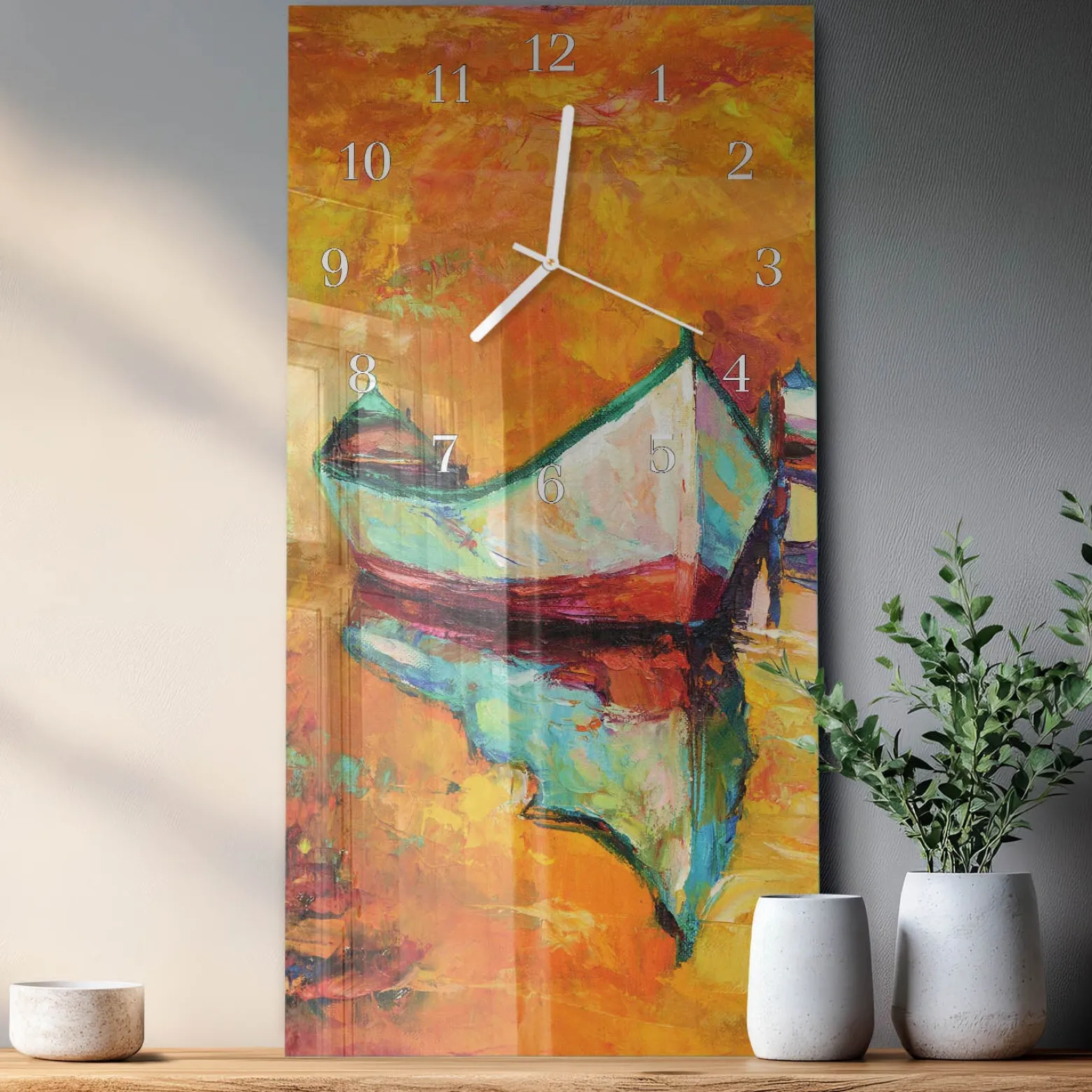 Zegar nowoczesny 30x60 Łódź ozdobny ścienny