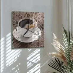 Zegar ostry 30x30 Kawa ozdobny ścienny