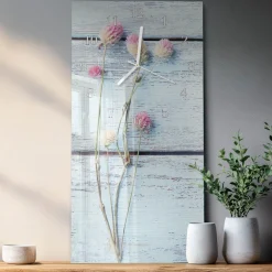 Zegar ostry 30x60 Koniczyna ozdobny ścienny