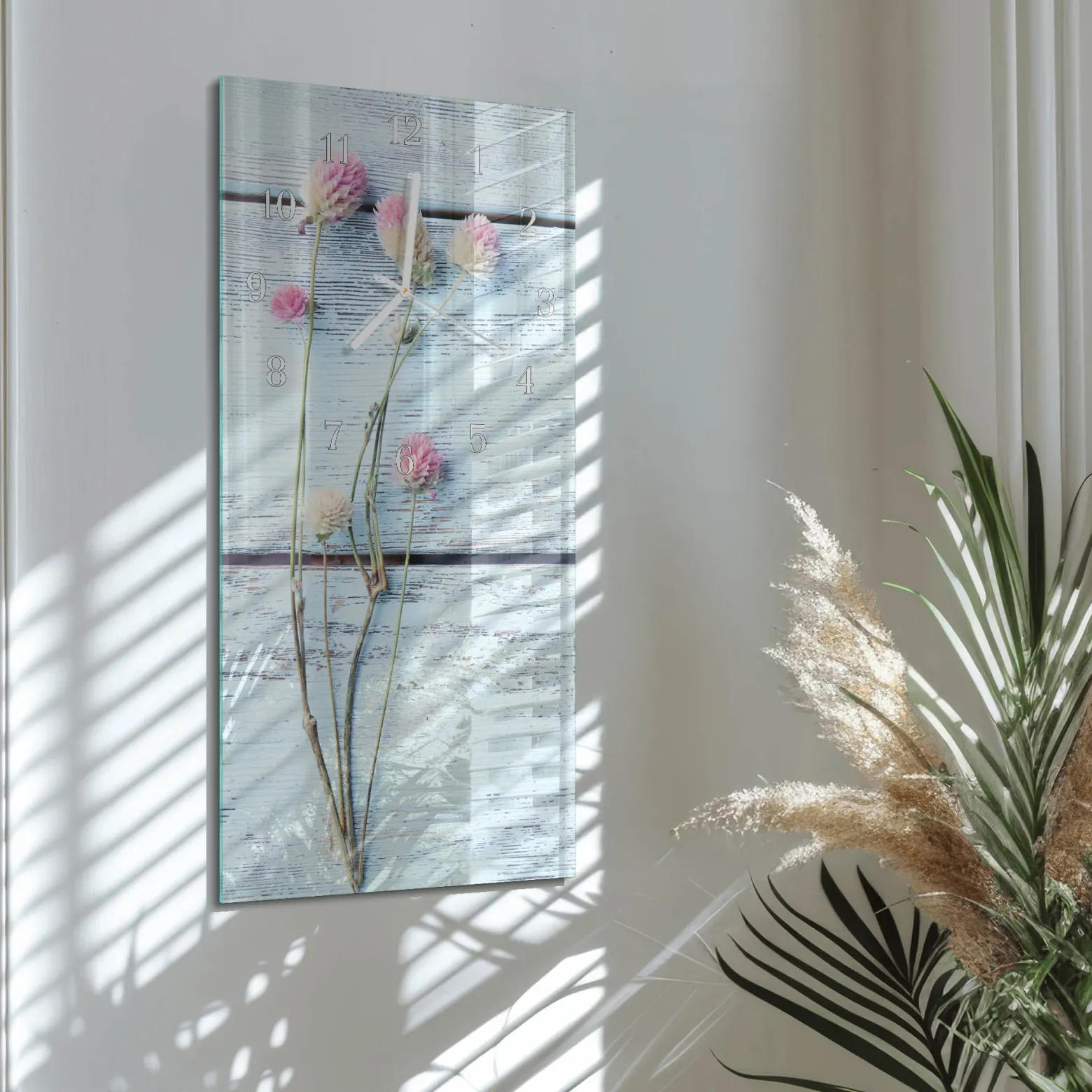 Zegar ostry 30x60 Koniczyna ozdobny ścienny