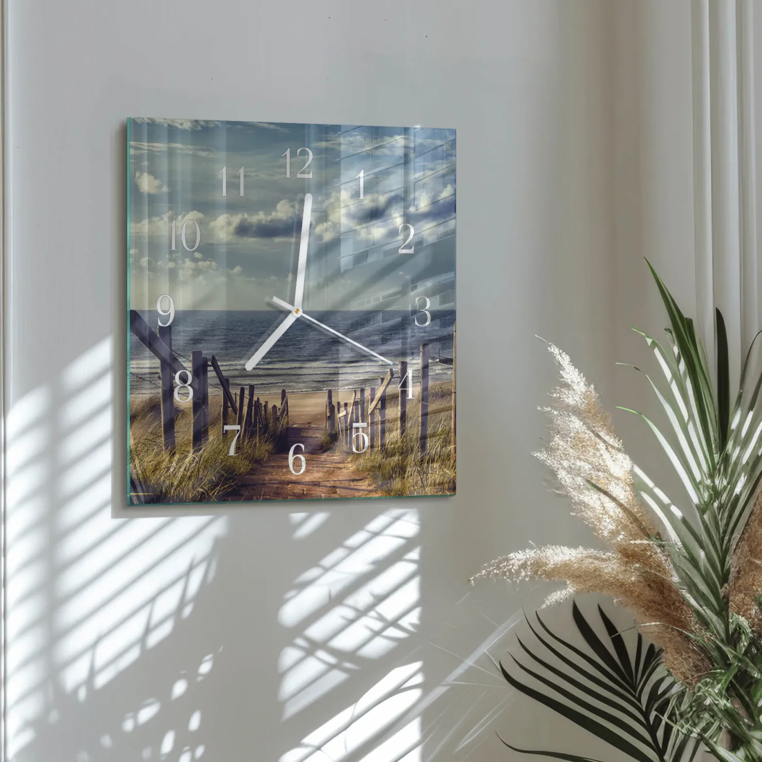 Zegar ostry 30x30 Plaża morze ozdobny ścienny