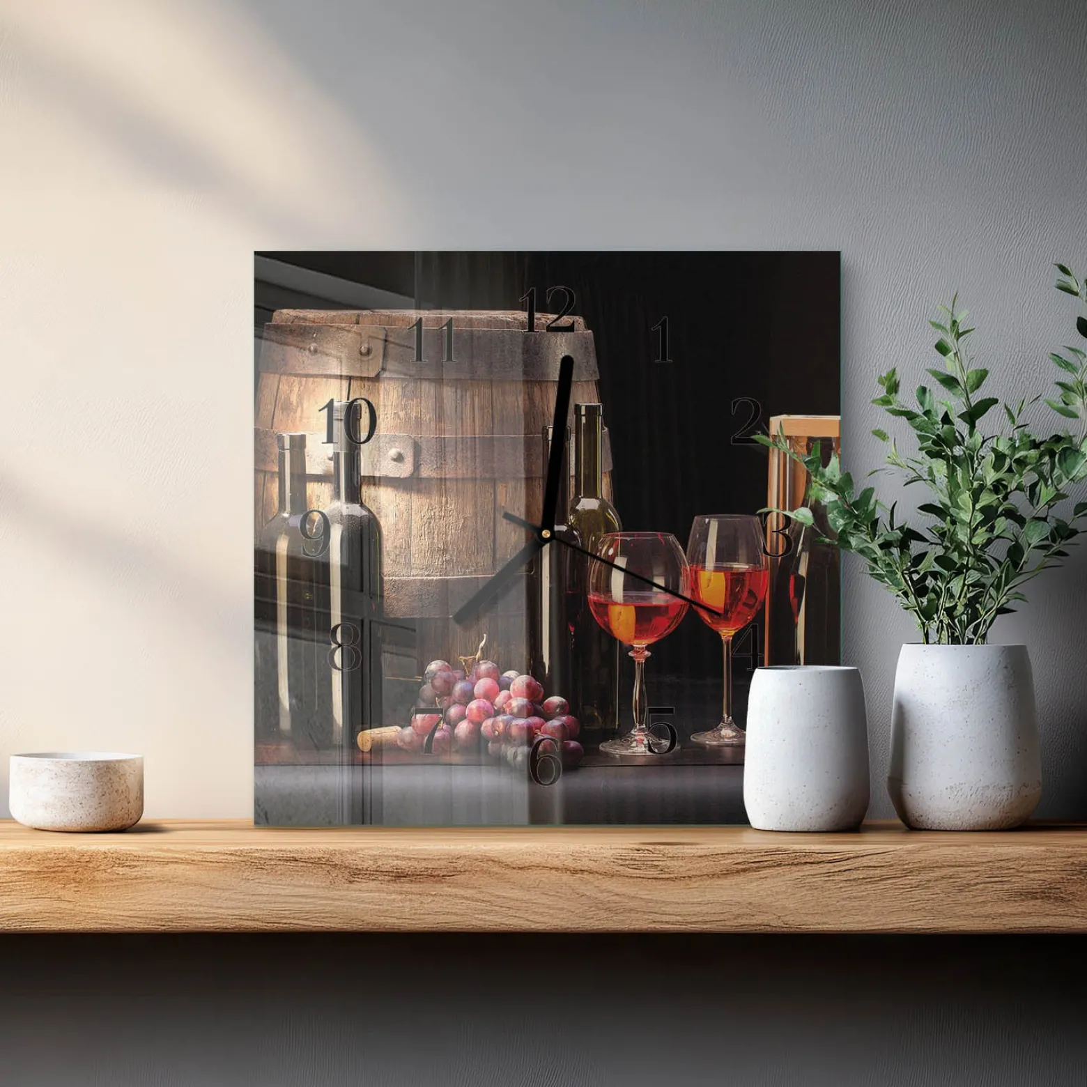 Zegar premium 30x30 Beczka na Wino zegar ścienny