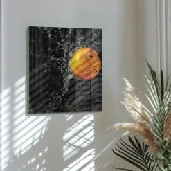 Zegar premium 30x30 Pomarańczowy nowoczesny do salonu