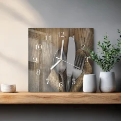Zegar premium 30x30 Sztućce nowoczesny na ścianę