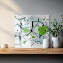 Zegar płynący 30x30 Mięta Lodowa ozdobny ścienny