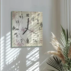 Zegar płynący 30x30 Sztuka Kwiatowa malarstwo dekoracja klasyka