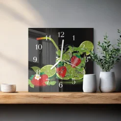 Zegar płynący 30x30 Truskawka i Limonka zegar ścienny