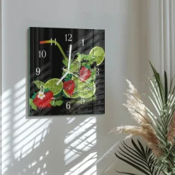Zegar płynący 30x30 Truskawka i Limonka zegar ścienny