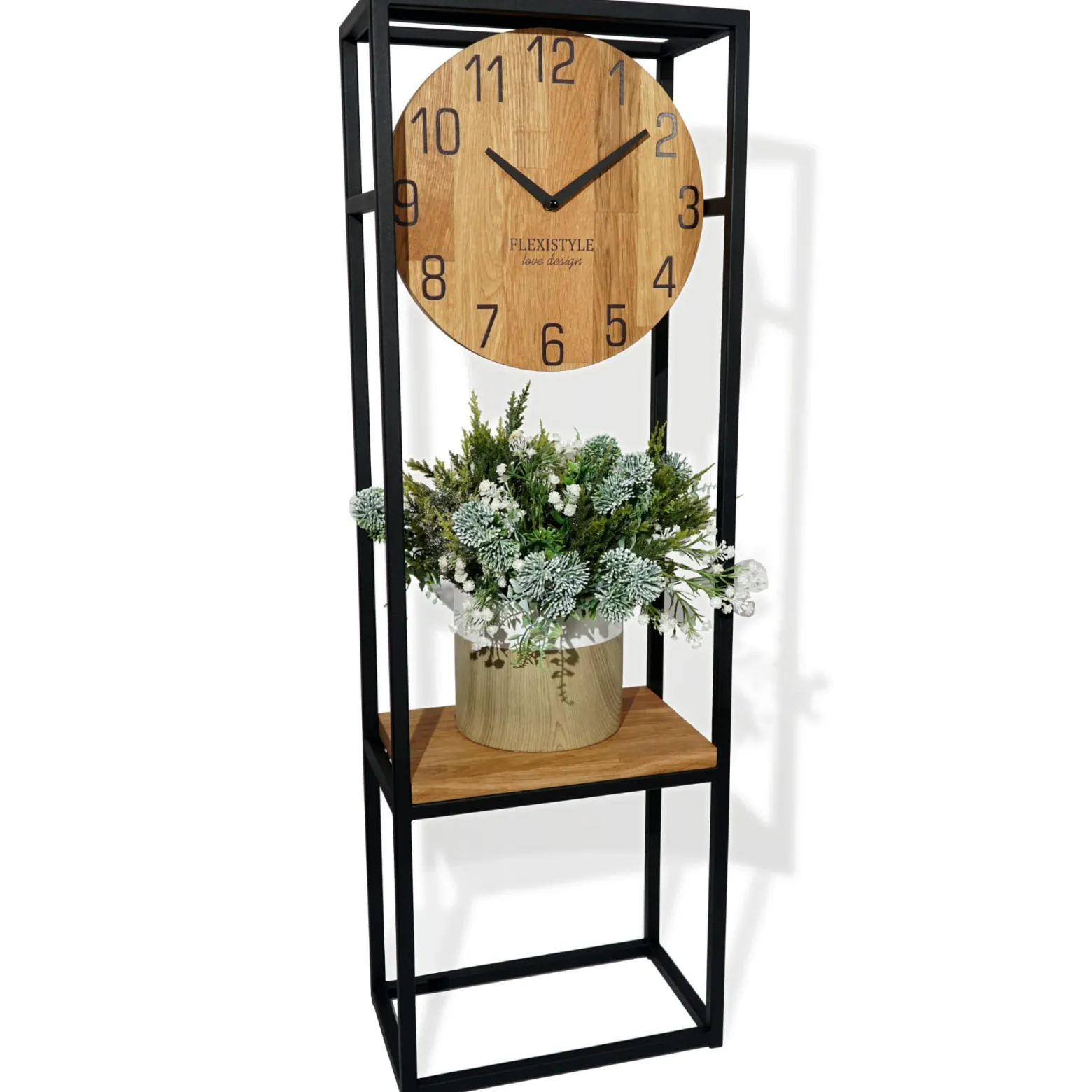 Zegar stojący w konsoli loft dębowy 100cm