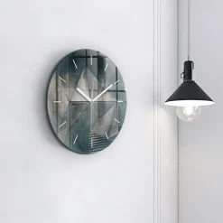 Zegar szklany ścienny do salonu Metalowa abstrakcja trójkąty