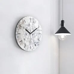 Zegar szklany ścienny do salonu Wzór geometryczny fi30