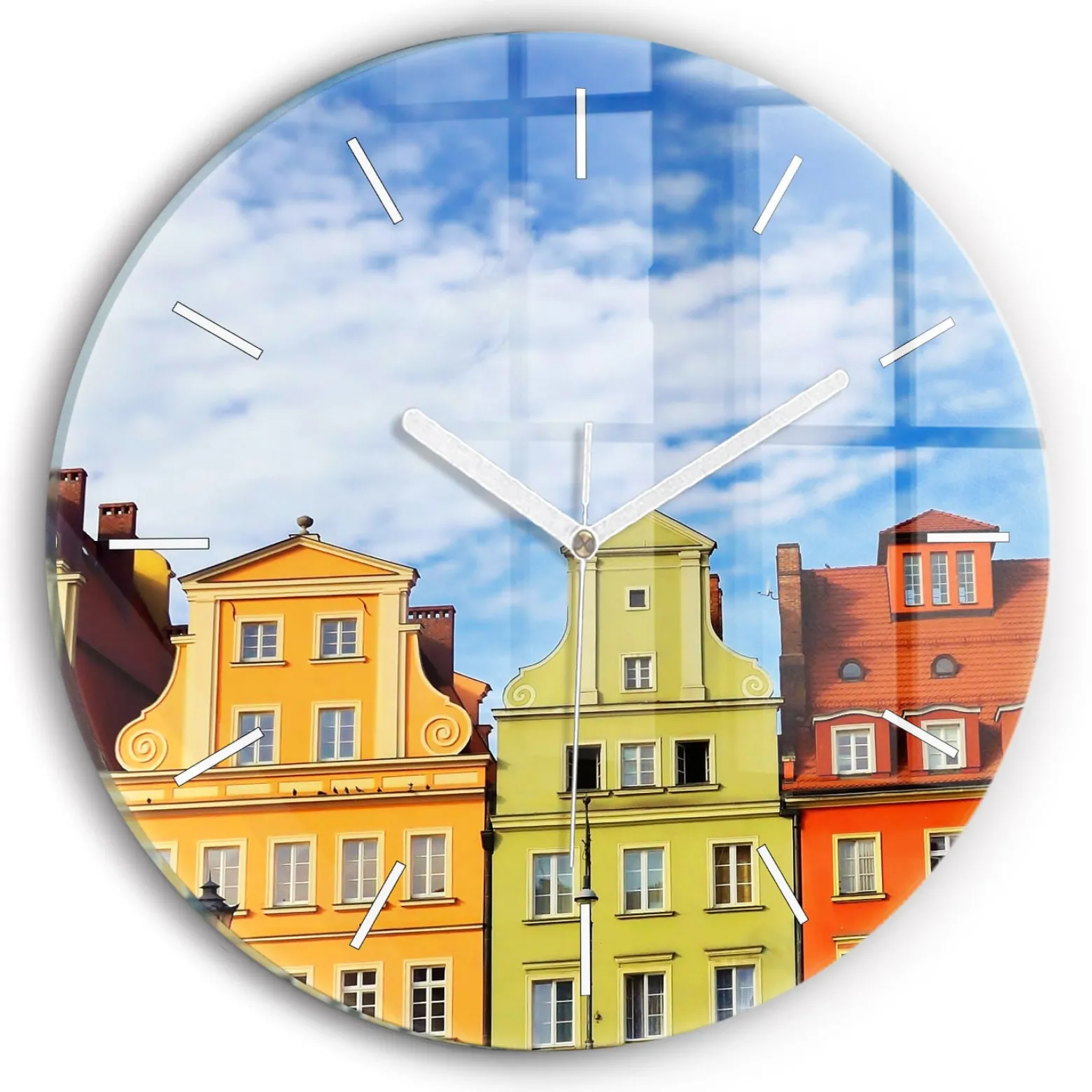 Zegar szklany ścienny do salonu Wrocław - Stare miasto fi30