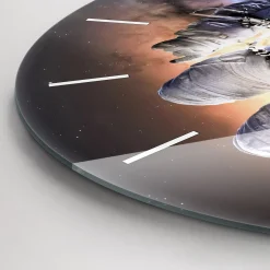 Zegar szklany ścienny do salonu Astronauta w kosmosie fi30