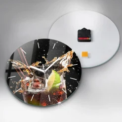 Zegar szklany ścienny do salonu Drink z lodem fi30