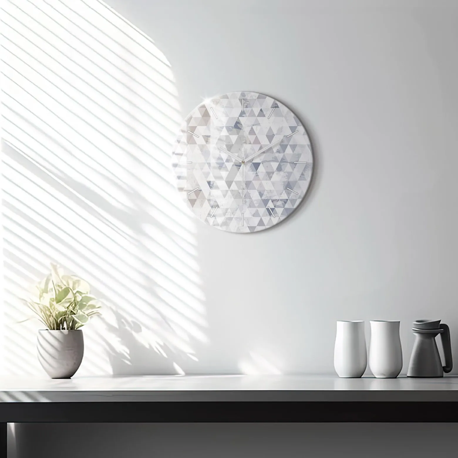 Zegar szklany ścienny do salonu Wzór geometryczny fi30