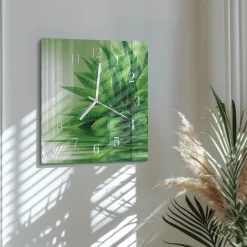 Zegar szklany 30x30 Aloes dekoracyjny na ścianę
