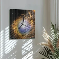 Zegar szklany 30x30 Kosmos dekoracyjny na ścianę