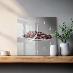 Zegar szklany 30x30 Łyżeczka Kawy nowoczesny na ścianę