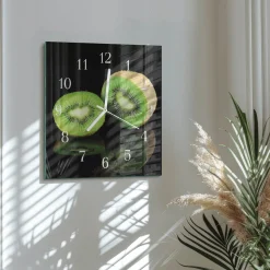 Zegar wiosenny 30x30 Kiwi owoce świeże plaster zielony do kuchni