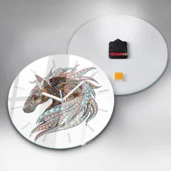 Zegar ze szkła ścienny Ilustracja konia fi30