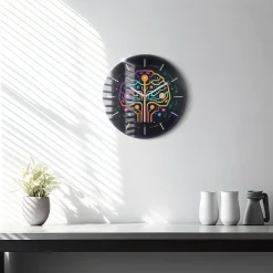 Zegar ze szkła ścienny Kolorowa abstrakcja fi30