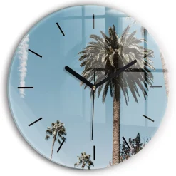 Zegar ze szkła ścienny Palmy w Los Angeles fi30