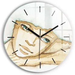 Zegar ze szkła ścienny Portret kobiety fi30