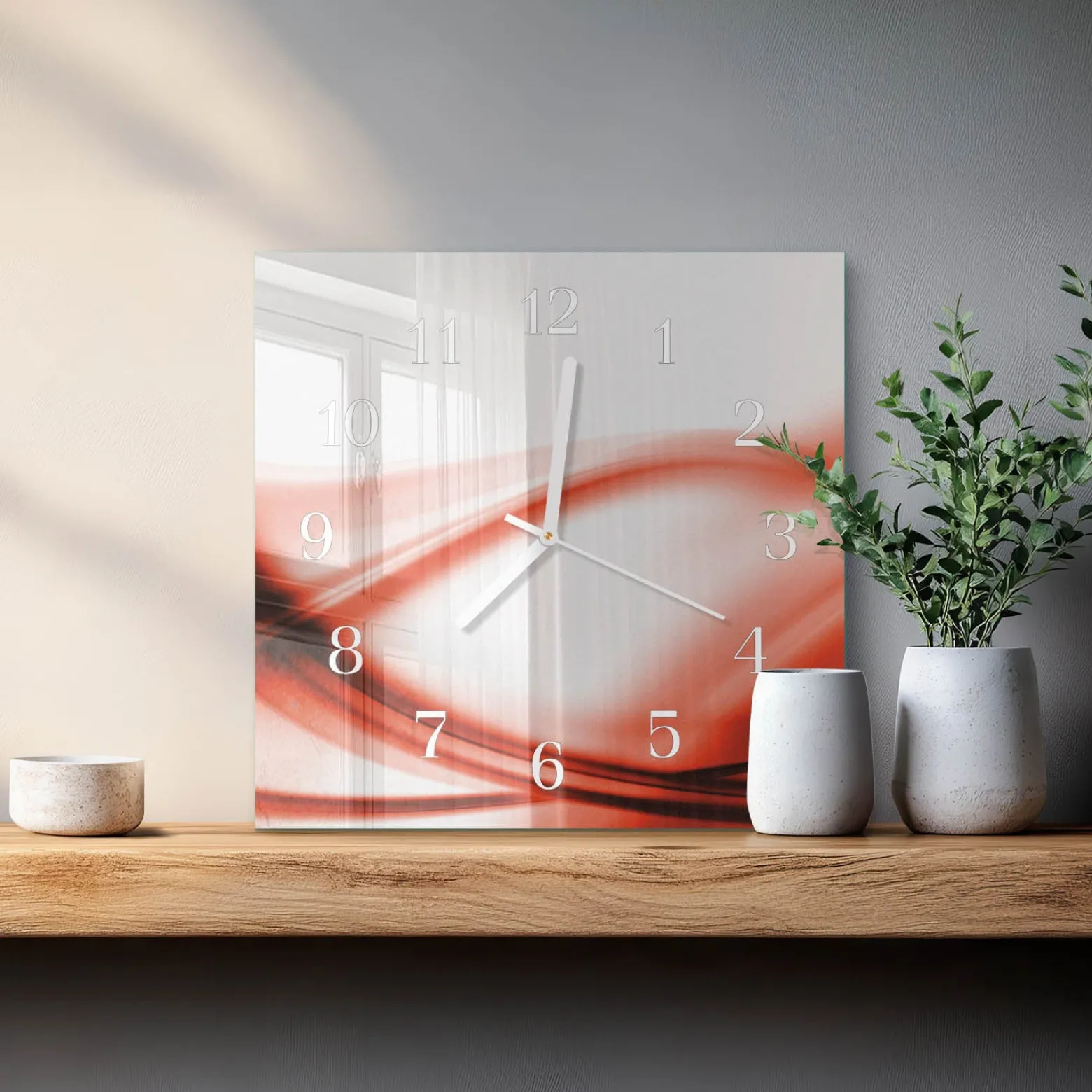 Zegar z grafiką 30x30 Abstrakcyjne Linie 3D nowoczesny cichy dom