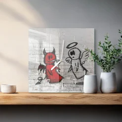 Zegar z grafiką 30x30 Anioł Diabeł zegar ścienny