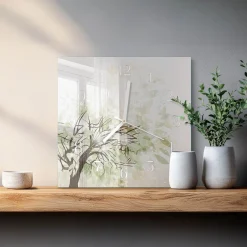 Zegar z grafiką 30x30 Drzewo szklany ścienny