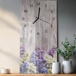 Zegar z grafiką 30x60 Liliowy nowoczesny na ścianę