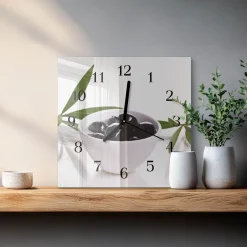 Zegar z grafiką 30x30 Oliwki cichy mechanizm salon