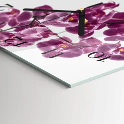 Zegar z grafiką 30x30 Orchidea ozdobny ścienny