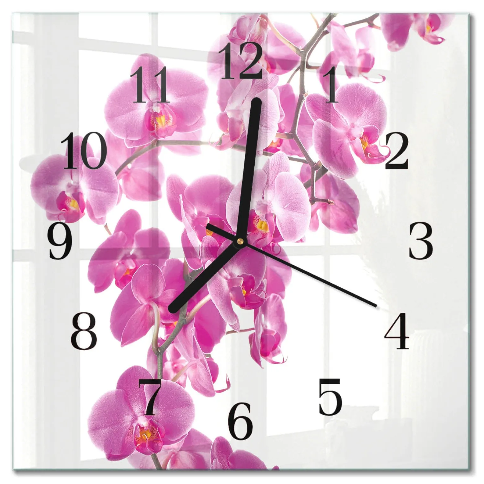 Zegar z grafiką 30x30 Orchidea ozdobny ścienny