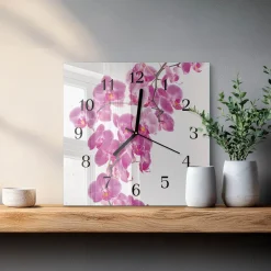 Zegar z grafiką 30x30 Orchidea ozdobny ścienny