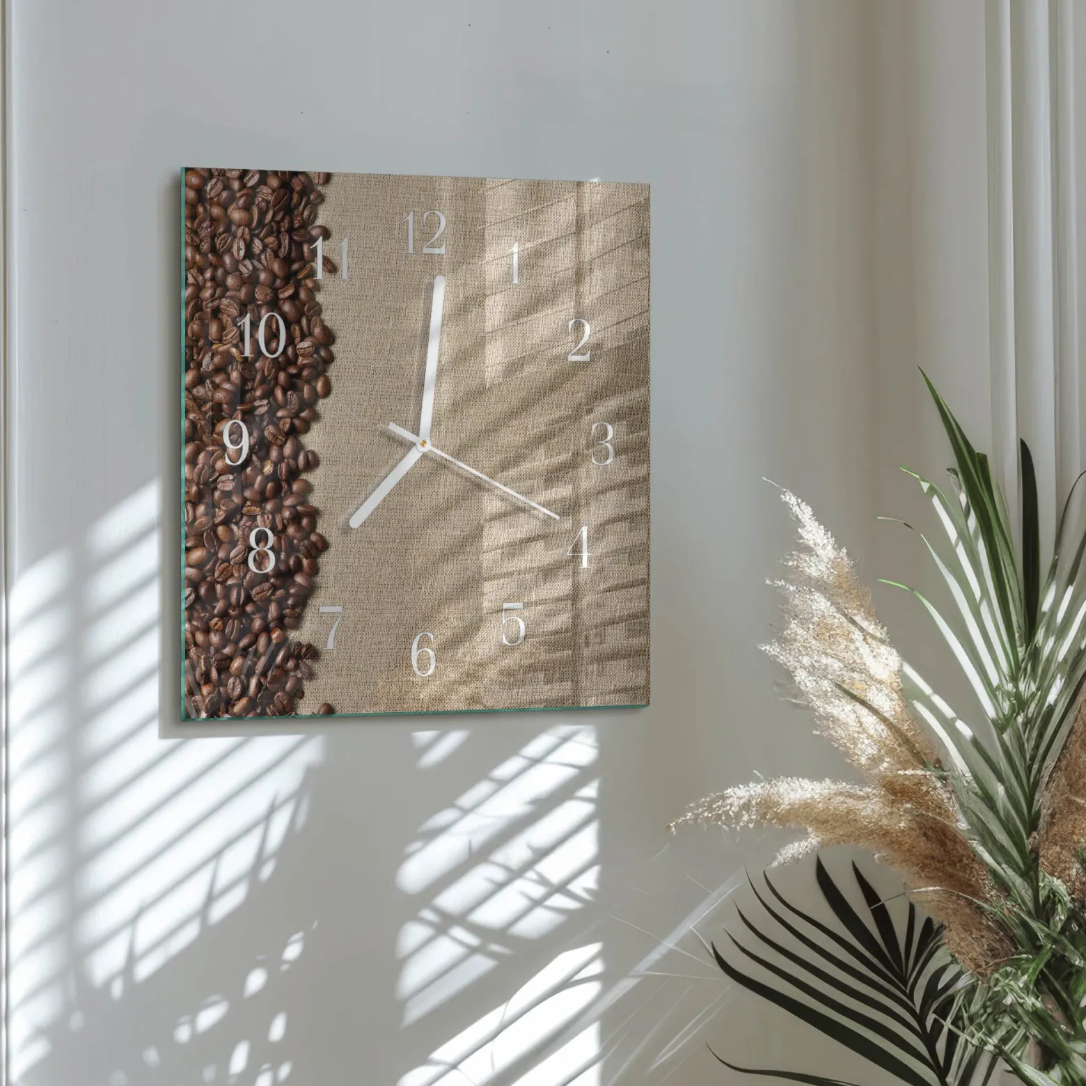 Zegar ziarno 30x30 Ziarna Kawy palona kawa młynek napój brązowy