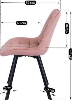 Zestaw 4 Krzeseł RICK Welur Róż