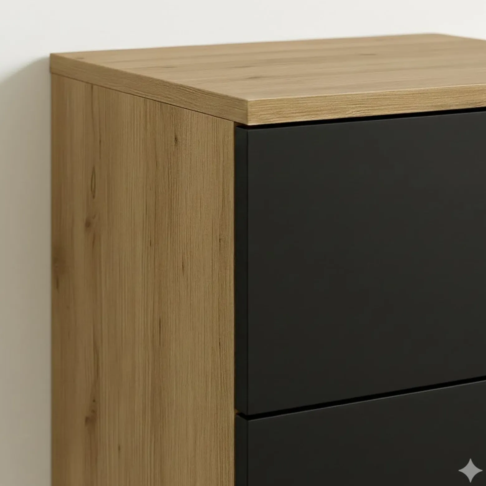 Zestaw do Łazienki 80cm Szafka z Blatem i Regałem Dąb Artisan / Czarny