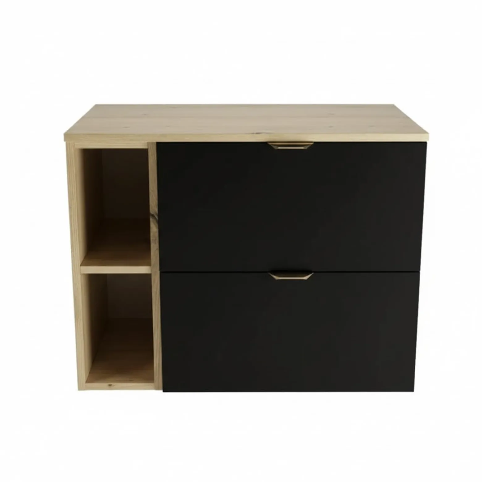 Zestaw do Łazienki 80cm Szafka z Blatem i Regałem Dąb Artisan / Czarny