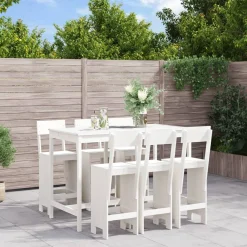Zestaw mebli barowych meble ogrodowe białe drewniane na taras balkon ogród