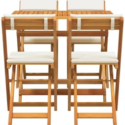 Zestaw Mebli Ogrodowych Bistro Stół Krzesła Drewniany Z Poduszkami
