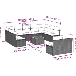 Zestaw Mebli Ogrodowych Modułowy Rattan Czarny Sofa Stół na Taras