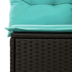 Zestaw Mebli Ogrodowych Modułowy Rattan Czarny Sofa Stół na Taras
