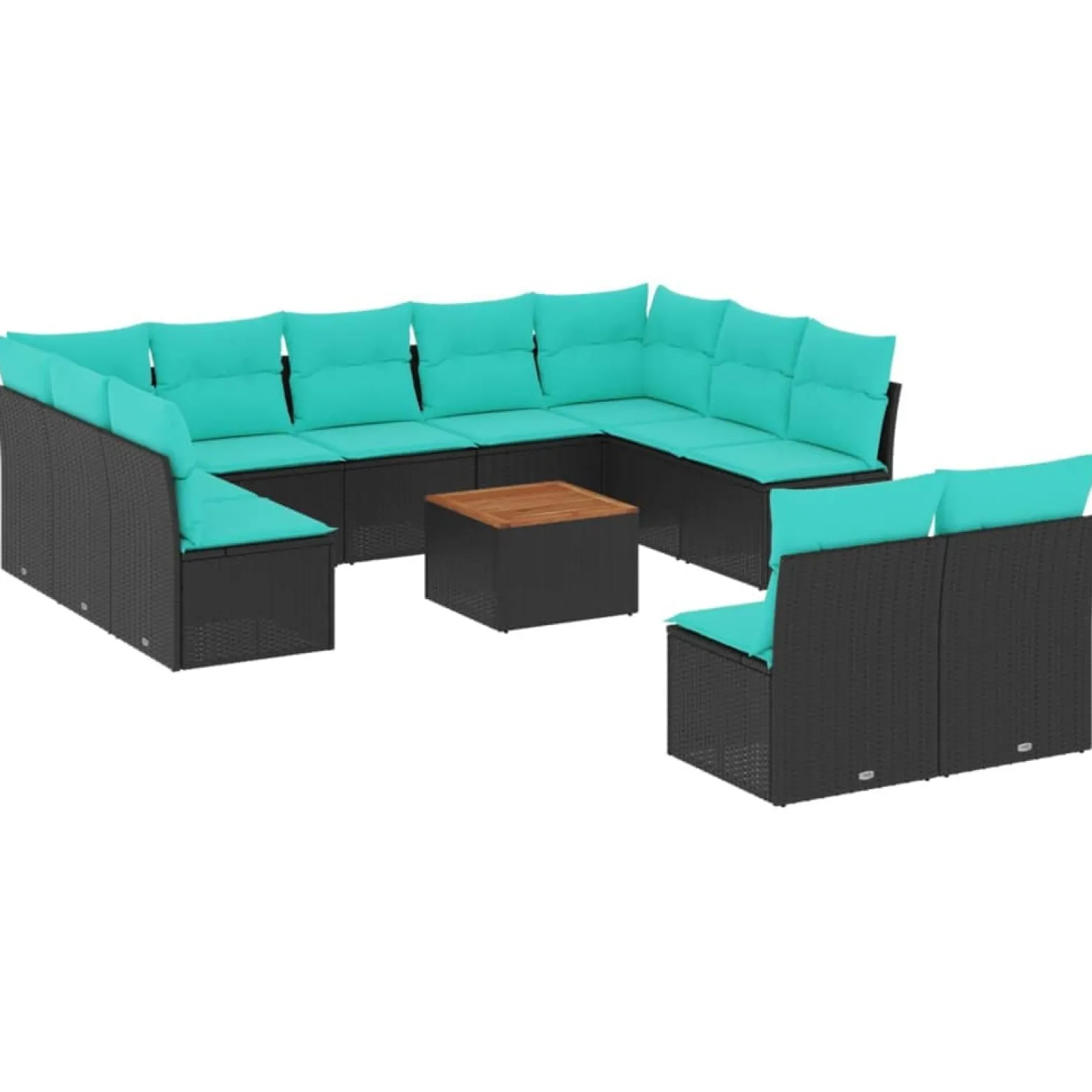Zestaw Mebli Ogrodowych Modułowy Rattan Czarny Sofa Stół na Taras