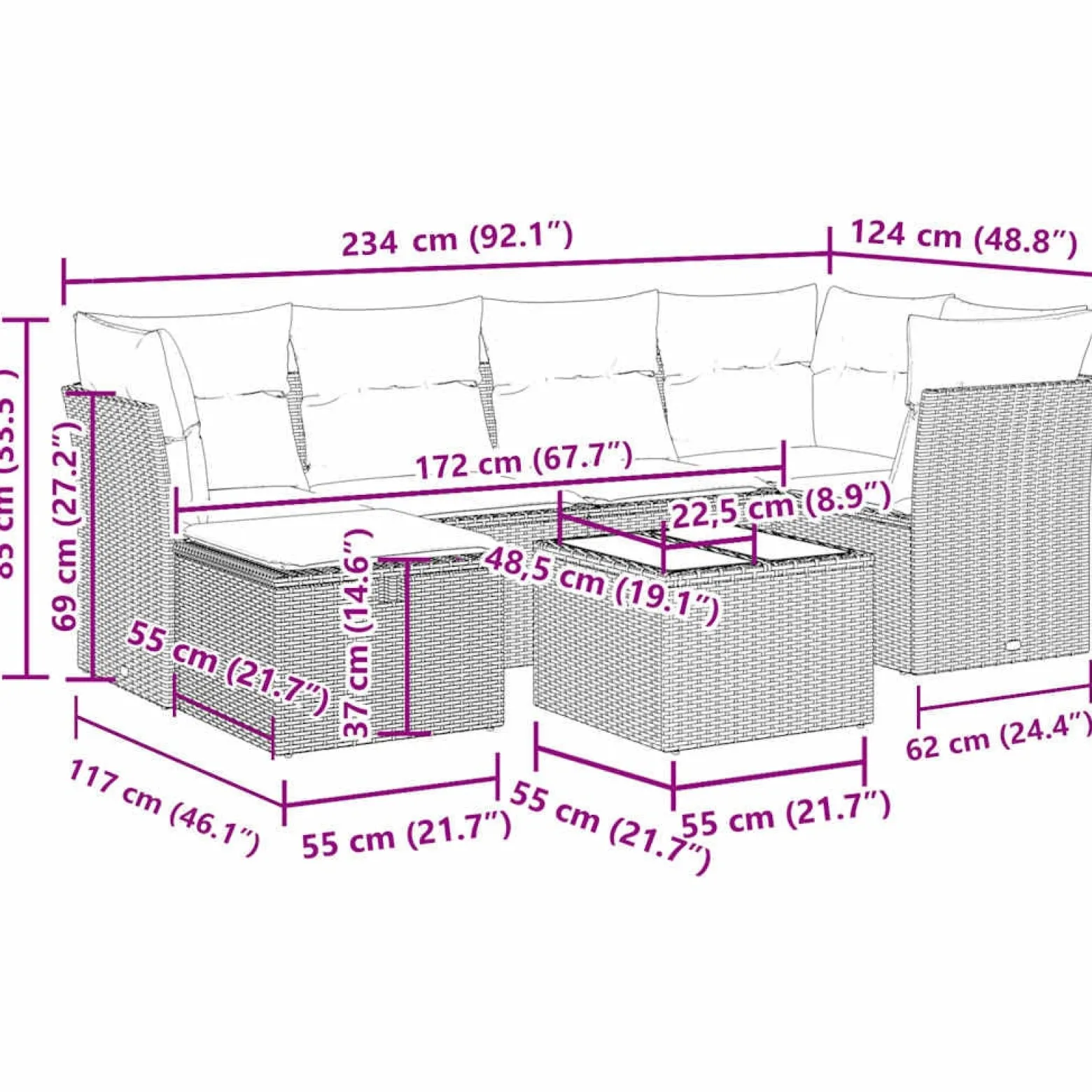 Zestaw Mebli Ogrodowych Stół Rattan Poduszki Na Balkon I Taras Na Balkon