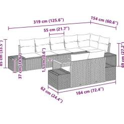 Zestaw Mebli Ogrodowych Wypoczynkowy Sofy Stolik Rattan Poduszki Na Balkon