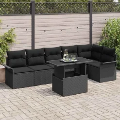 Zestaw Mebli Ogrodowych Wypoczynkowy Sofy Stolik Rattan Poduszki Na Patio