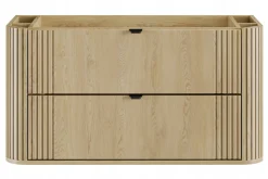 Zestaw OVALIA 100 cm Dąb Cremona ryflowany umywalka PURE czarne uchwyty
